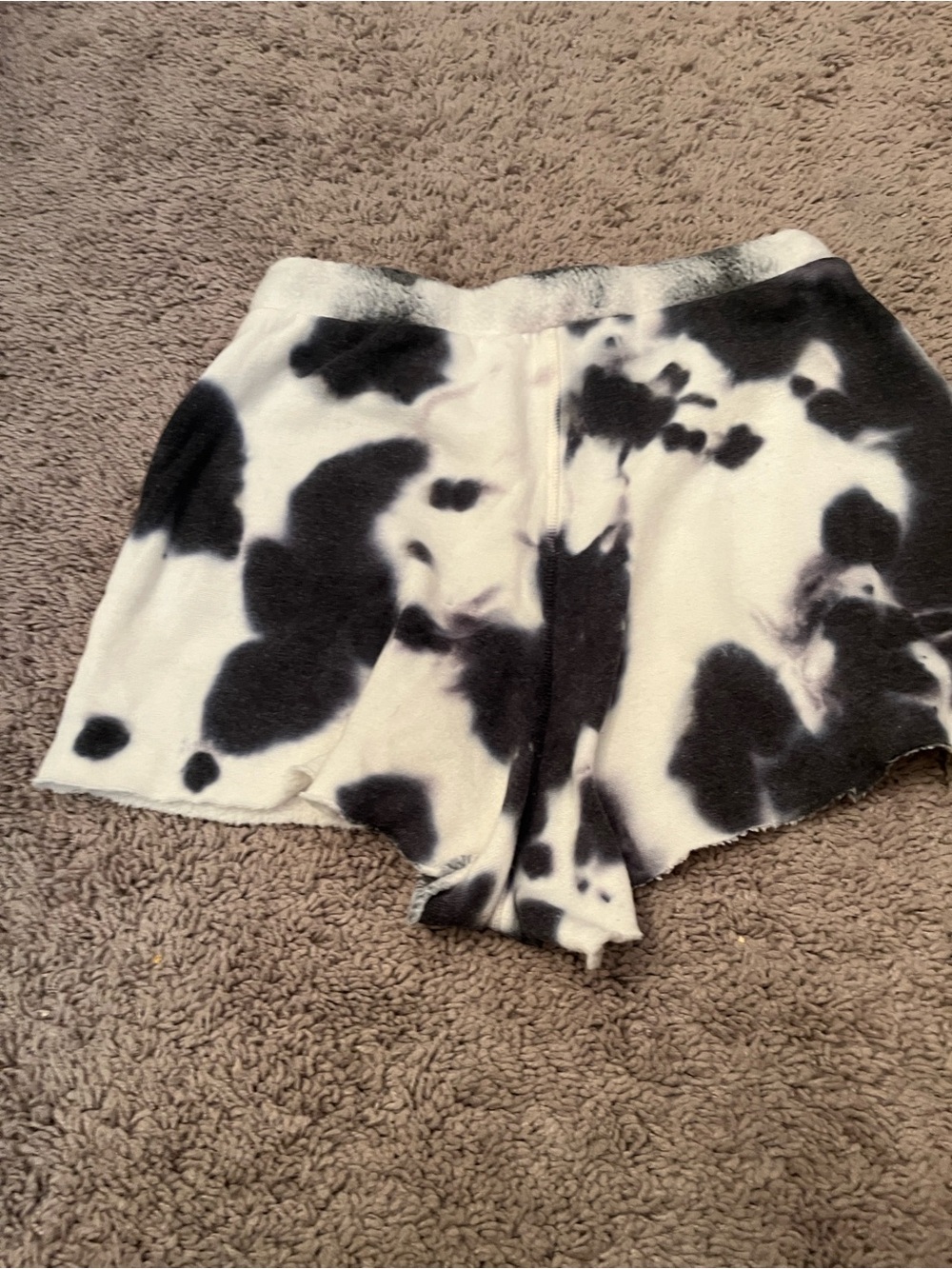 Free People Black and White Cow Print Athletic Lounge Shorts